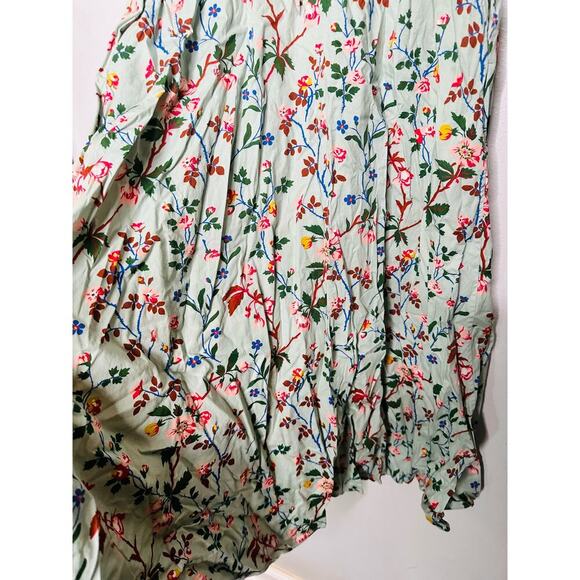 L. K. BENNETT Mint Green Floral Phelia Puff Sleeve Sweetheart Midi Dress Size 4 - Picture 8 of 11